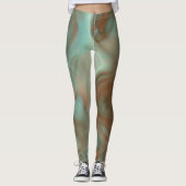 Leggings Tapis Abstrait en marbre turquoise et rouille (Devant)