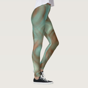 Leggings Tapis Abstrait en marbre turquoise et rouille