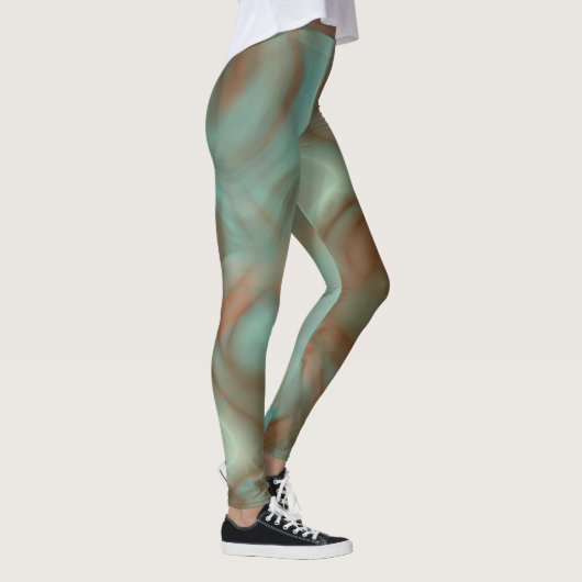 Leggings Tapis Abstrait en marbre turquoise et rouille (Droite)