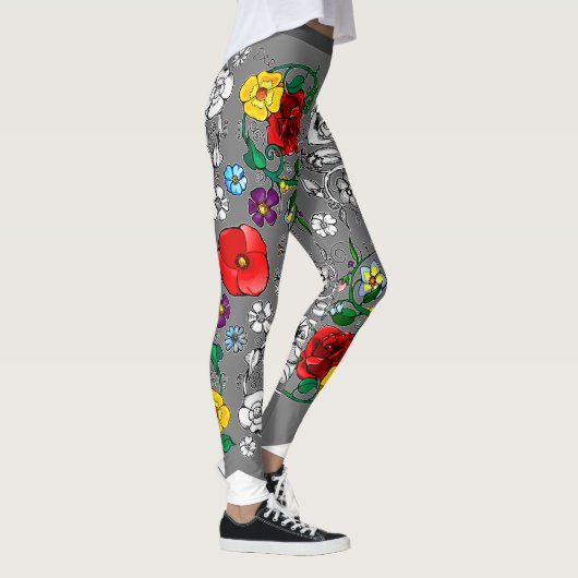 Leggings Tapis de fleurs au coquelicot (Droite)