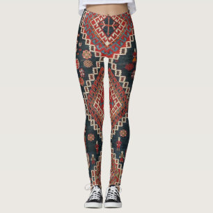 Leggings Tapis Oriental Bleu Turc Persan Karbistan