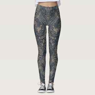 Leggings Tapisserie de patrimoine en broderie de pivoine et