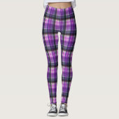 Leggings Tartan à contrôle pourpre, (Devant)
