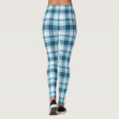 Leggings Tartan bleu clair Turquoise foncé blanc plaqué (Dos)