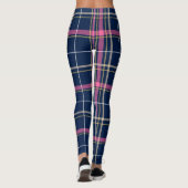 Leggings Tartan bleu de la marine avec bande rose (Dos)