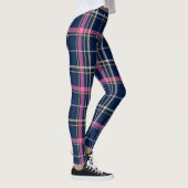 Leggings Tartan bleu de la marine avec bande rose (Droite)
