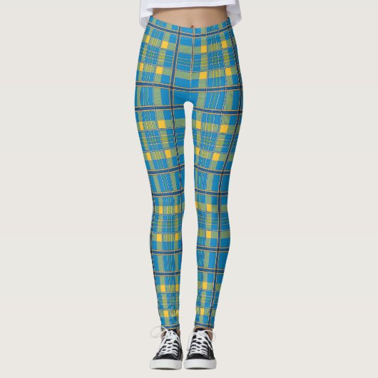 Leggings Tartan bleu, vert et jaune (Devant)