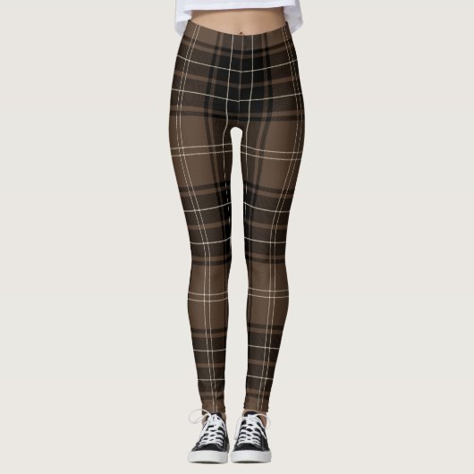 Leggings Tartan brun plaid (Devant)