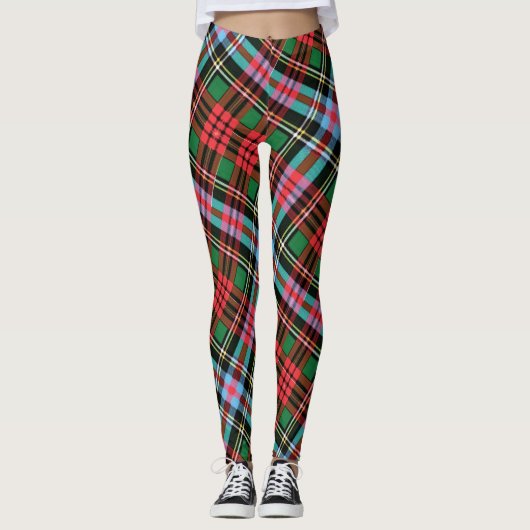Leggings Tartan courageux de coeur (Devant)
