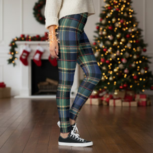 Leggings Tartan de Noël Bleu Marine Vert ID1141B