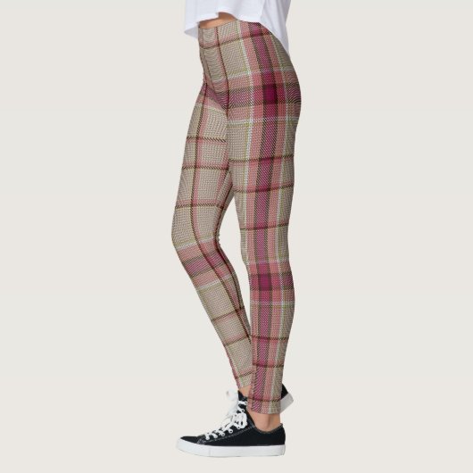 Leggings Tartan de Noël Rose (Gauche)