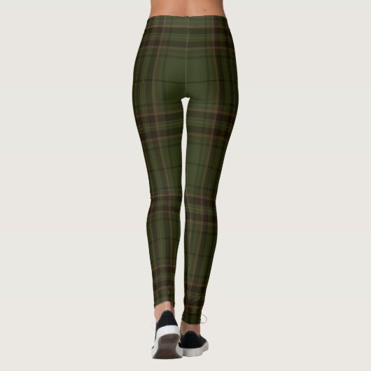 Leggings Tartan écossais Brown noir vert foncé (Dos)