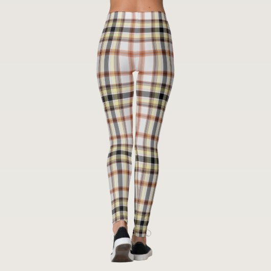Leggings Tartan géant blanc orange jaune noir (Dos)