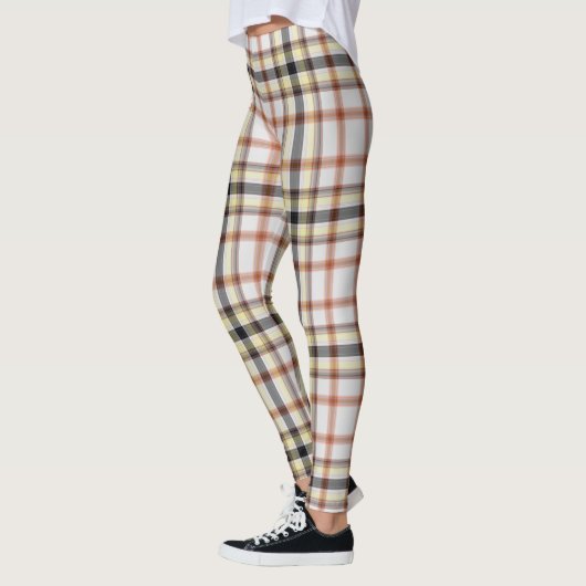 Leggings Tartan géant blanc orange jaune noir (Gauche)