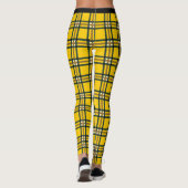Leggings Tartan Jaune Plaid Avec Taille Noire (Dos)