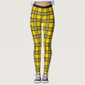Leggings Tartan Jaune Plaid Avec Taille Noire (Devant)