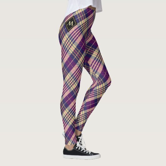 Leggings Tartan mauve, or et bleu (Droite)