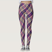 Leggings Tartan mauve, or et bleu (Devant)
