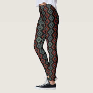 Leggings tartan moderne rouge et bleu Capri