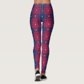 Leggings Tartan - Patriotique - Bleu Rouge Étoiles Blanches (Dos)