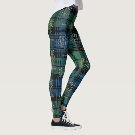Leggings Tartan Plaid Campbell Joyeux Noël brillant (Droite)