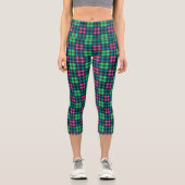 Leggings Tartan Plaid en bleu, vert et rose - W (Recto)