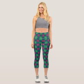 Leggings Tartan Plaid en bleu, vert et rose - W (Recto)