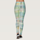 Leggings Tartan plaid moderne pastel jaune cyan gris vert (Dos)