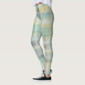 Leggings Tartan plaid moderne pastel jaune cyan gris vert (Gauche)