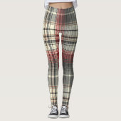 Leggings Tartan Plaid Motif gris blanc (Devant)