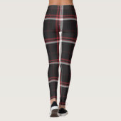 Leggings Tartan Plaid Motif rouge noir blanc rayé (Dos)