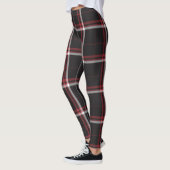 Leggings Tartan Plaid Motif rouge noir blanc rayé (Gauche)