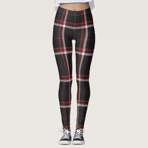 Leggings Tartan Plaid Motif rouge noir blanc rayé