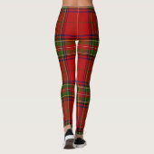 Leggings Tartan Plaid Noël, vert géométrique rouge noir (Dos)