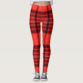 Leggings Tartan Plaid Rouge traditionnel Collection moderne (Devant)