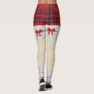 Leggings Tartan plaid rougeot garer motif
