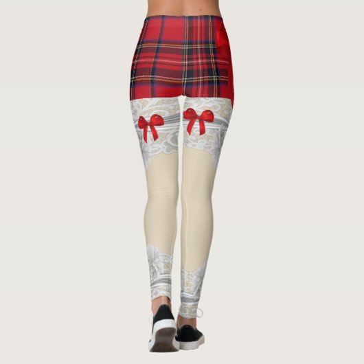 Leggings Tartan plaid rougeot garer motif (Dos)