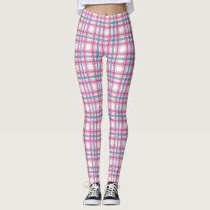 Leggings Tartan Rose Et Bleu