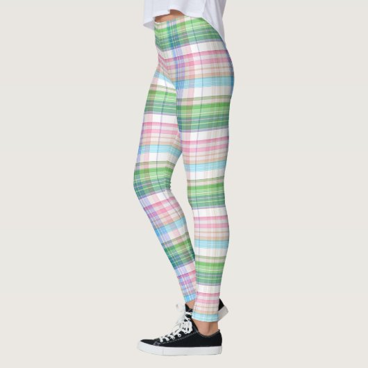 Leggings Tartan rose Turquoise Bleu Chaux Vert Tartan Plaid (Gauche)