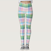Leggings Tartan rose Turquoise Bleu Chaux Vert Tartan Plaid (Devant)