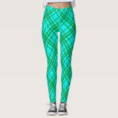 Leggings Tartan turquoise Tartan Plaid Design Motif (Devant)