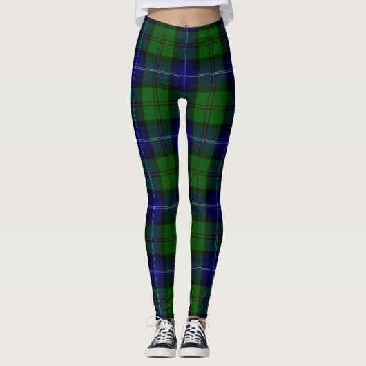 Leggings tartan Urquhart bleu vert plaid (Devant)