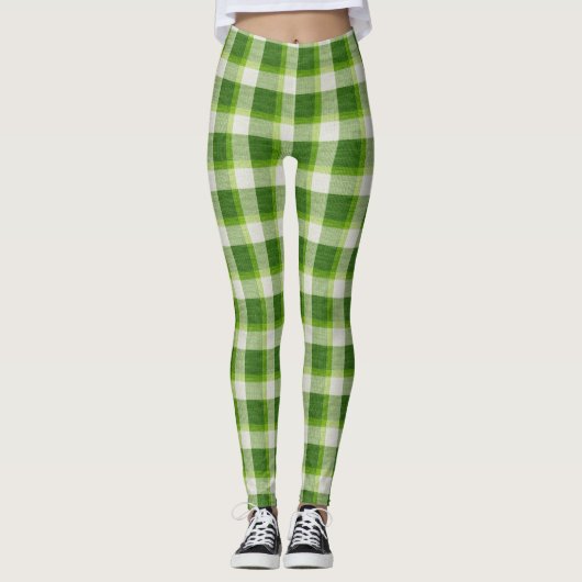 Leggings Tartan vert doux (Devant)