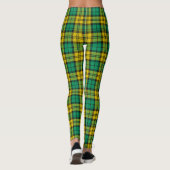 Leggings Tartan vert Jaune Plaid Design Motif (Dos)