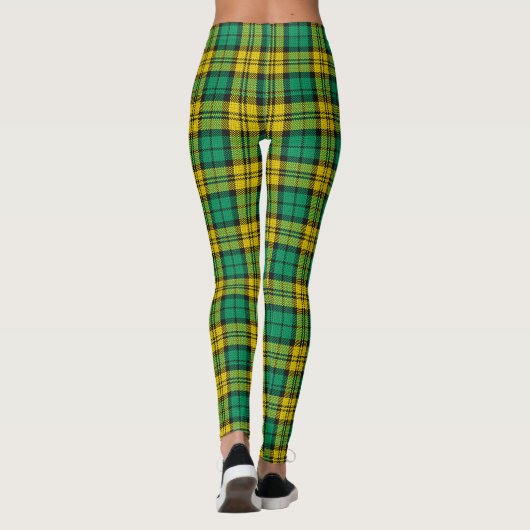 Leggings Tartan vert Jaune Plaid Design Motif (Dos)