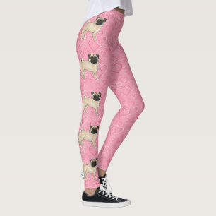 Leggings Tartine de Pug Fauve de Dessin Animé Mops Amour Mo