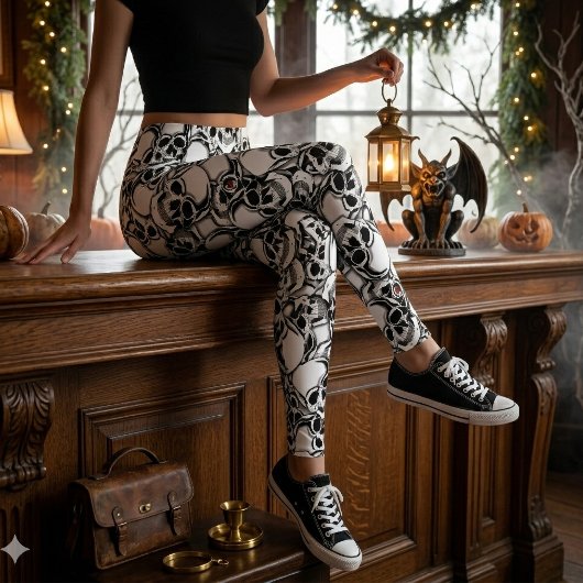 Leggings Tas de crânes Red Eye ID222