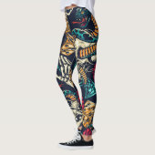 Leggings Tatouage crânien Vintage (Gauche)