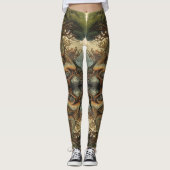 Leggings Tatouage de dragon d'arbre vert orange chinois (Devant)
