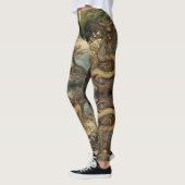 Leggings Tatouage de dragon d'arbre vert orange chinois (Gauche)